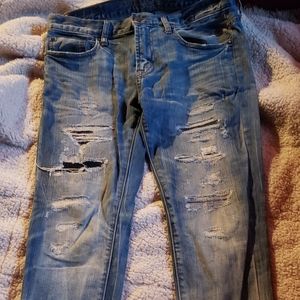32x32 jeans men's distressed skinny flex core